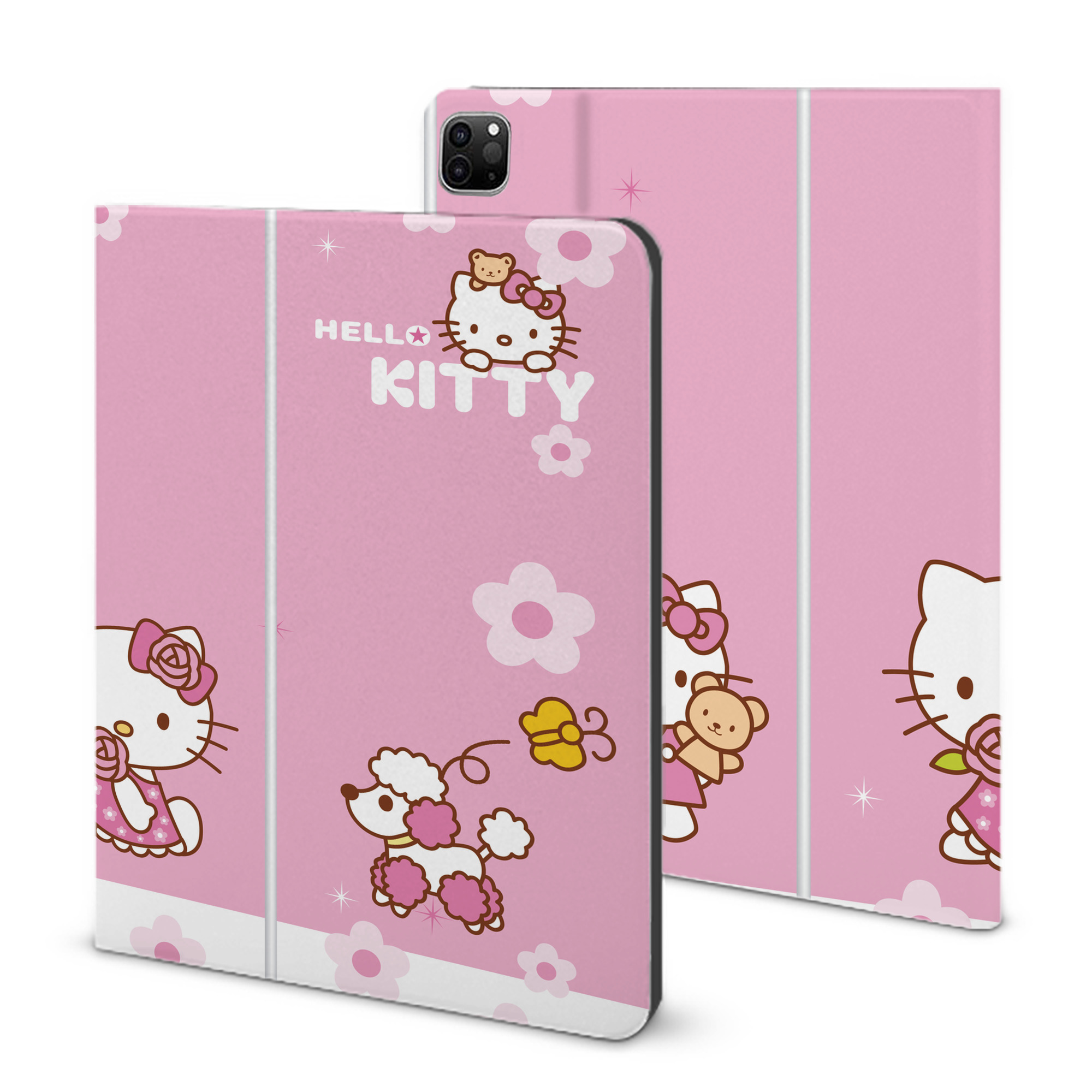 （画像用） Hello Kitty ハローキティ IPad ケース ブック型 PUレザー TPU 耐衝撃 軽量 薄型 ペン収納なし 全面保護 IPad 各モデル対応